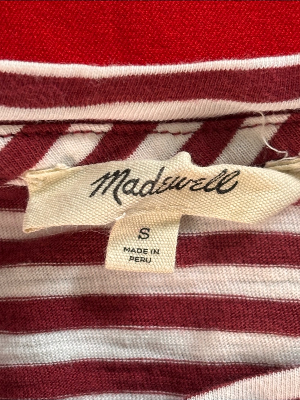 Madewell Red White Striped Crop Top Size Small Cottagecore Coastal Preppy - Picture 3 of 6